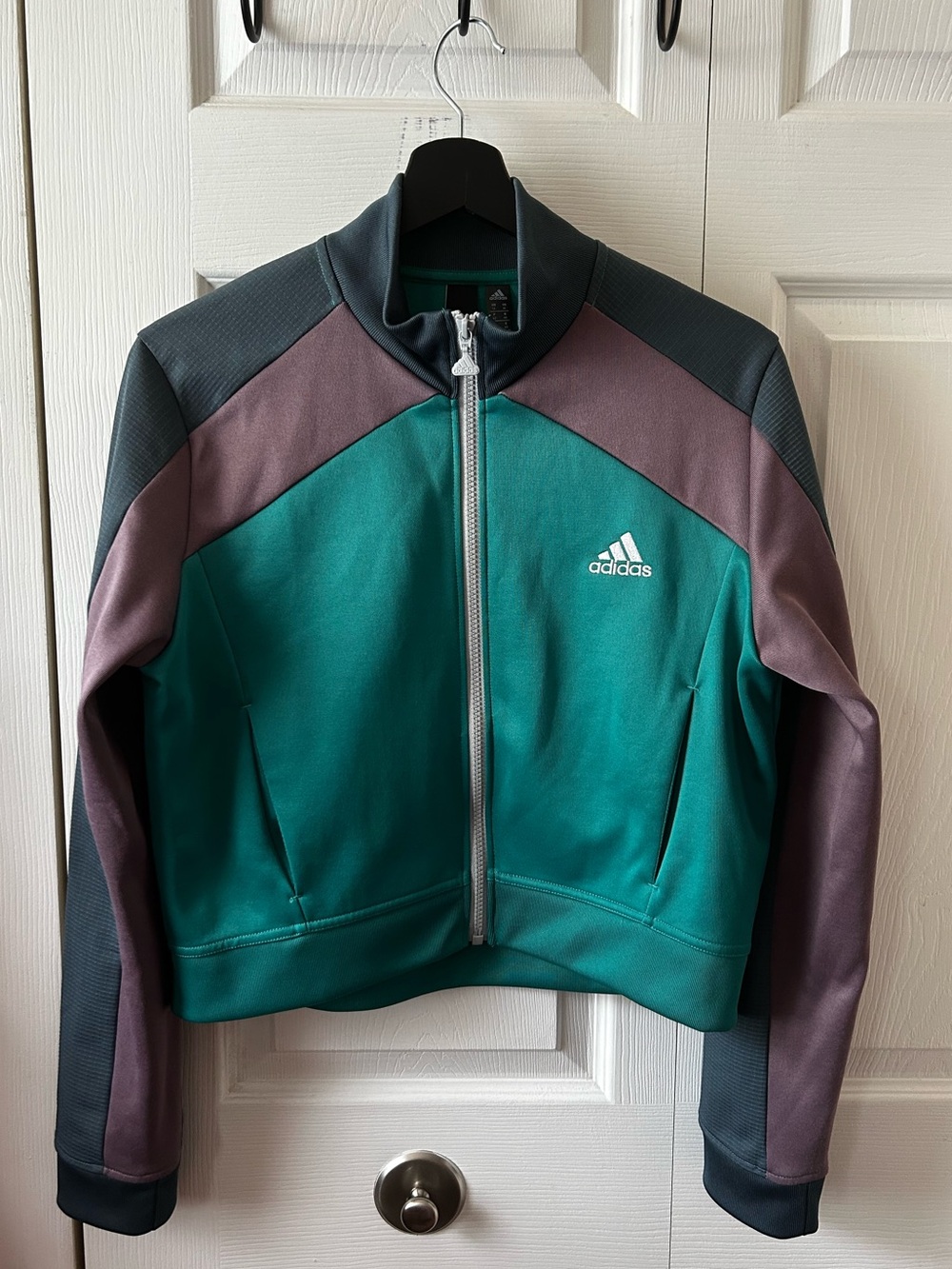 Adidas Cropped Track Jacket | Teal & Mauve
Colorblock | Women's M